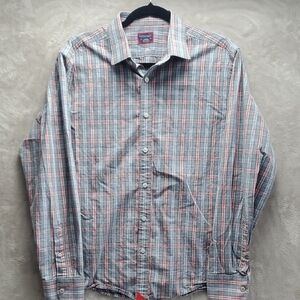 UNTUCKIT | LARGE MENS CASUAL BUTTON DOWN LONG SLEEVE | RED BLUE PLAID MARZEMINO